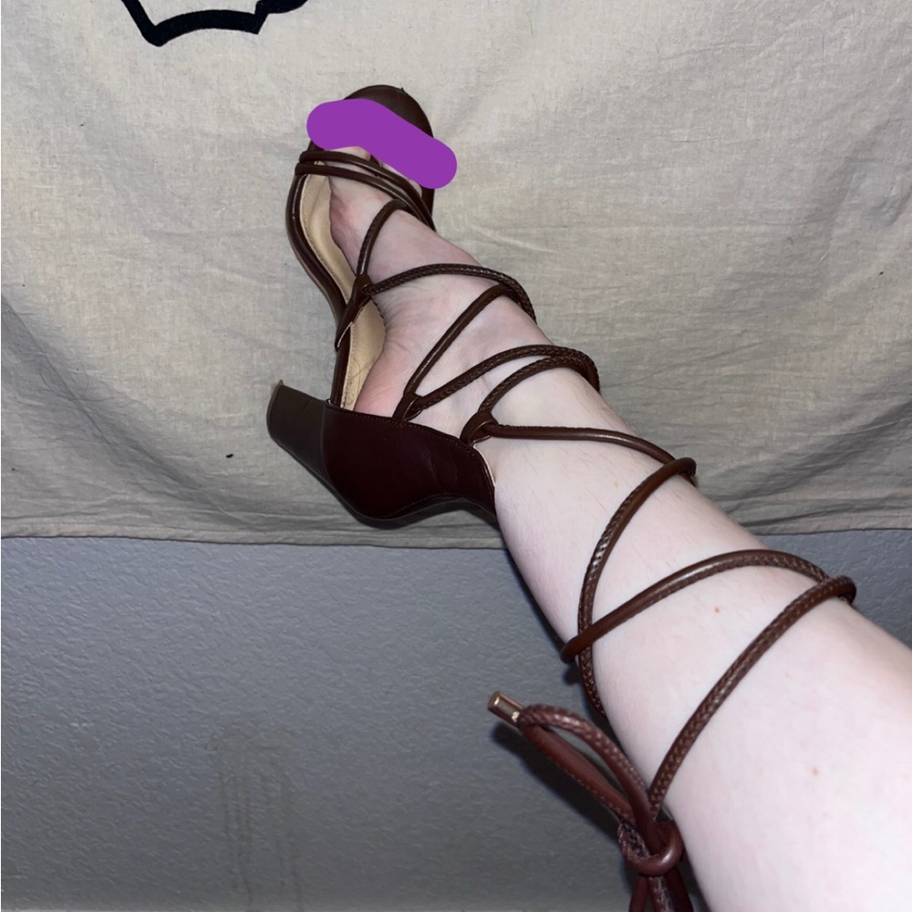 Strappy Brown Block Heels Size 7